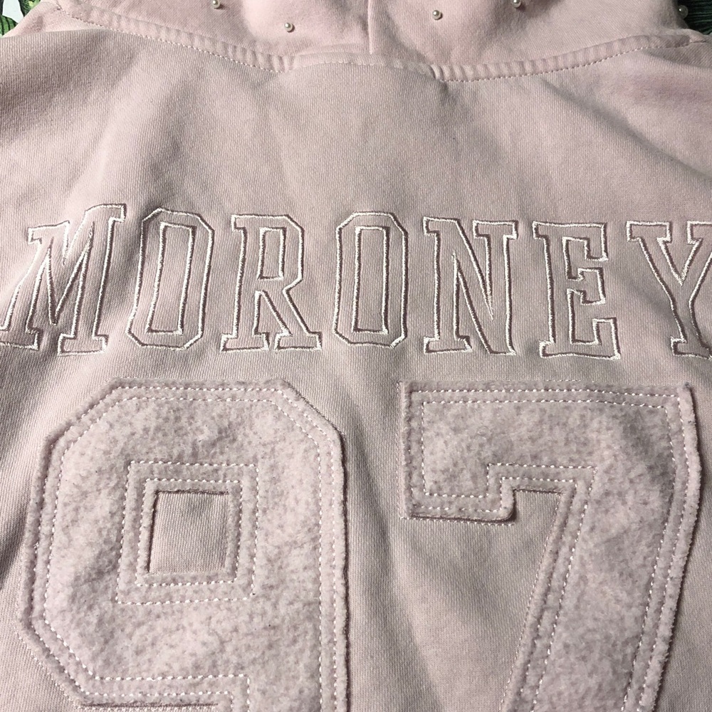 Megan Moroney Pink Hooded Sweatshirt with Embroidered '97' and studded  Hood - Picture 4 of 9